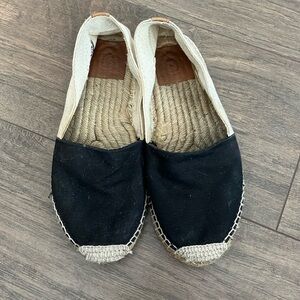 Tory Burch Black and Cream Espadrilles Size 8